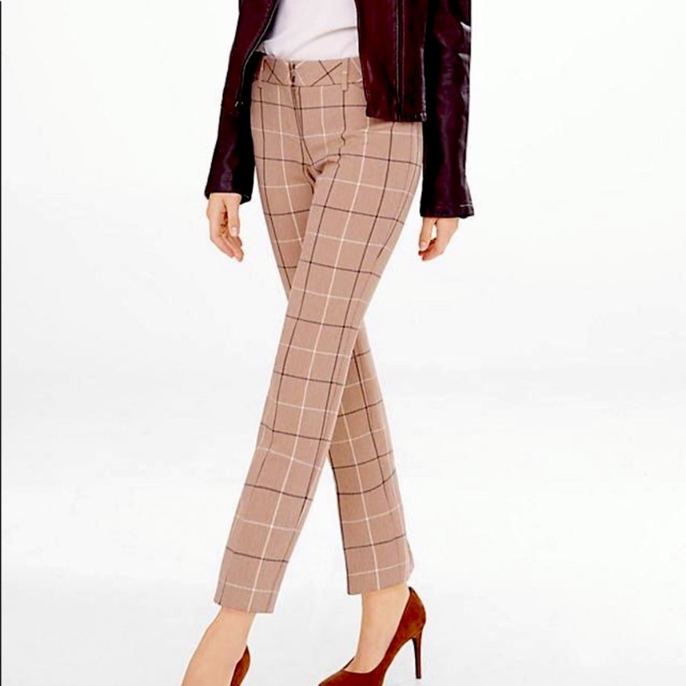 EXPRESS beige plaid ankle, skinny pants